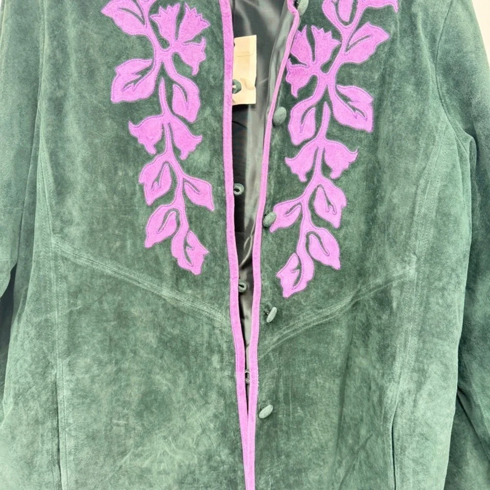 Linea by Louis Dell'Olio Jacket 100% Leather Suede Embroidered Floral NWOT Sz 1X